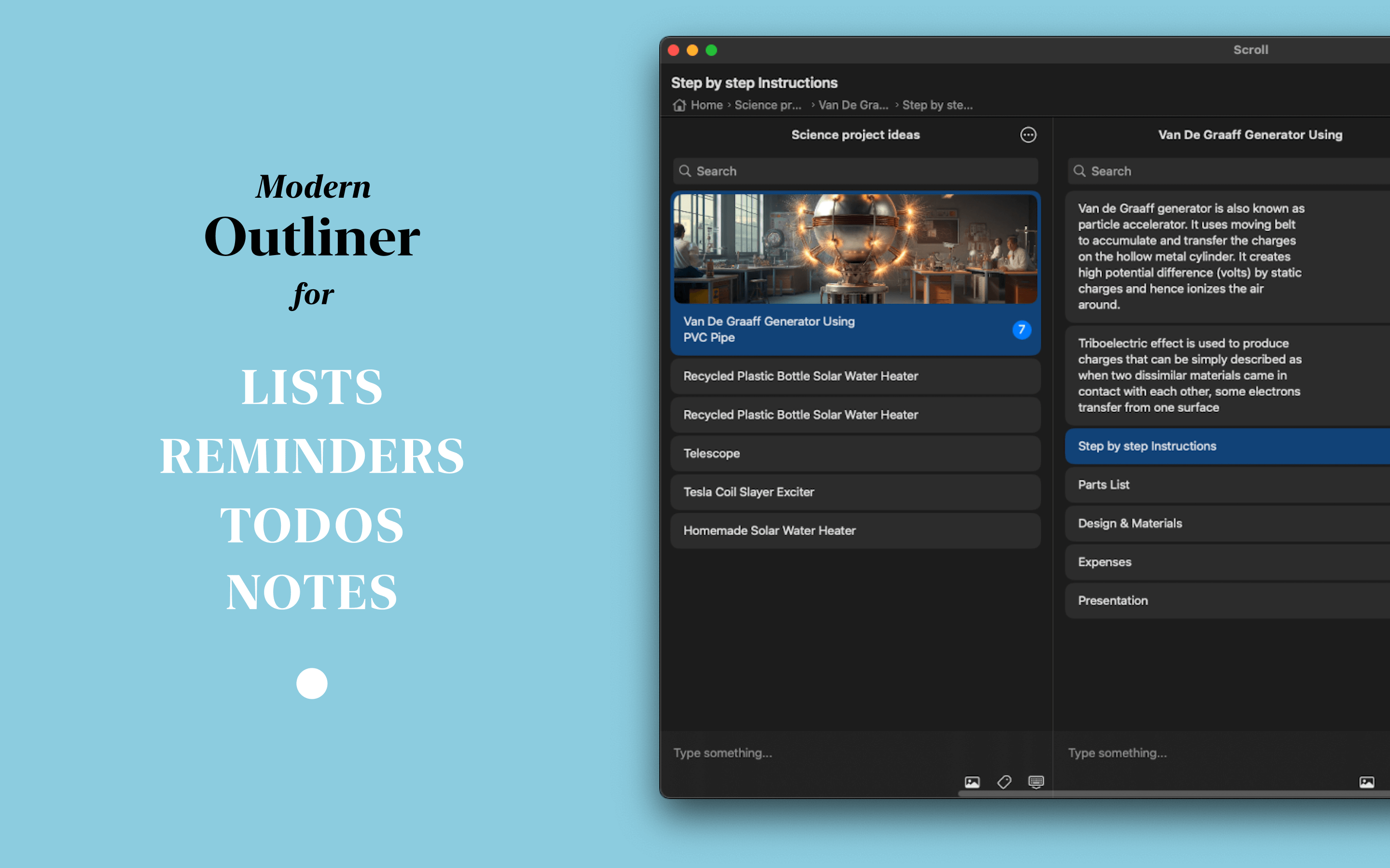 Scroll - Outliner & Mind Map